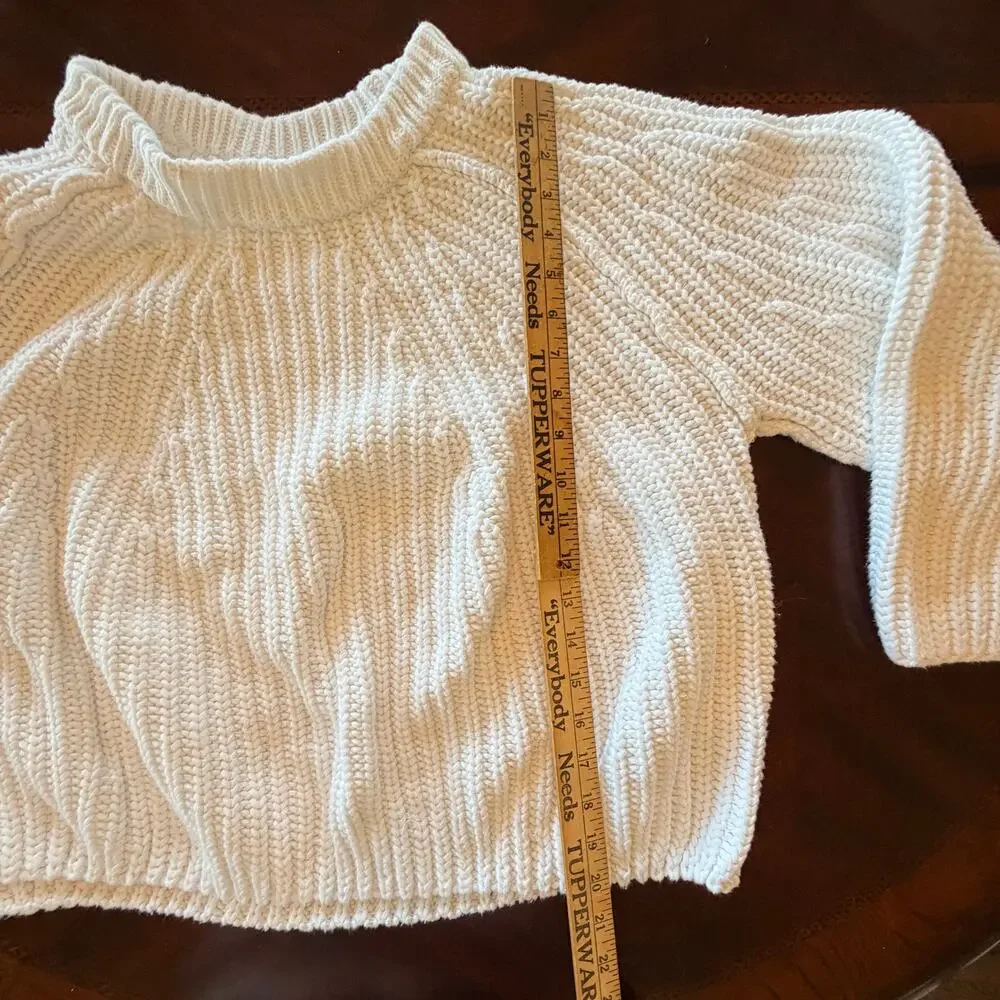 Free People Take‎ me home Sweater Size Small White Waffle Knit Oversized